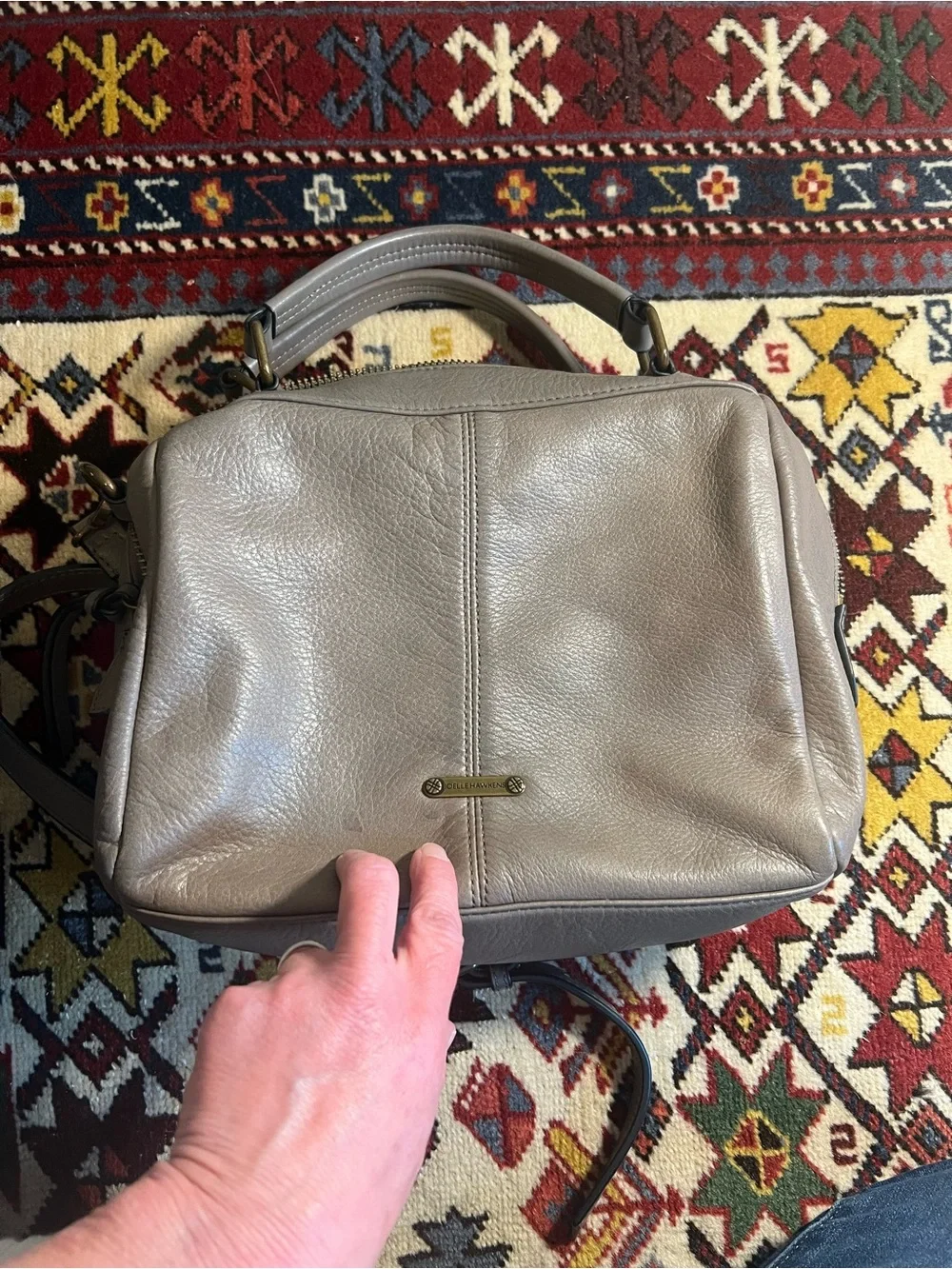 Joelle Hawkens Treesje Line Leather Satchel with Top Handle and Crossbody Strap
